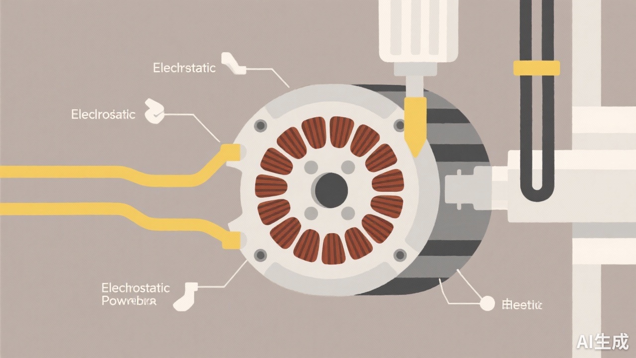 电机铁芯静电粉末涂层工艺示意图