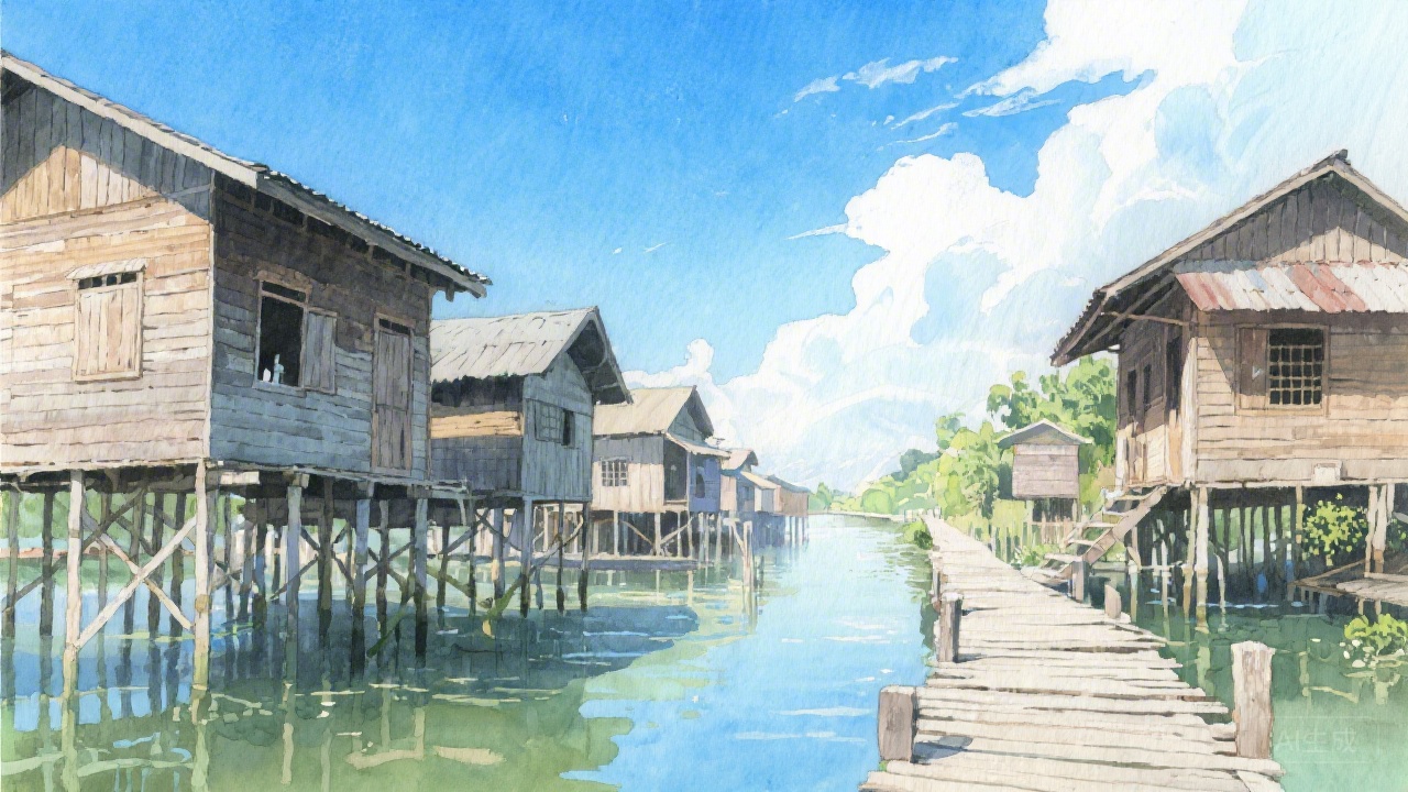 Water village houses at Kampong Ayer in Brunei