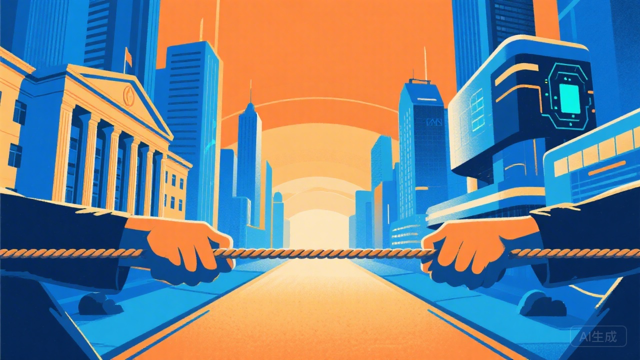 Symbolic representation of tension between government and technology company