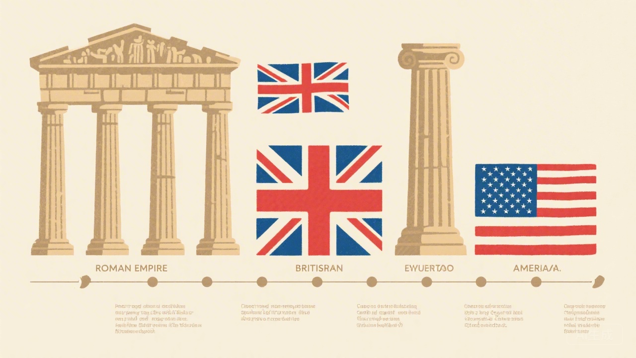 罗马、英国和美国帝国的历史对比图像
