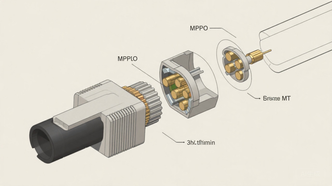 MPO连接器MT插芯内部结构示意图