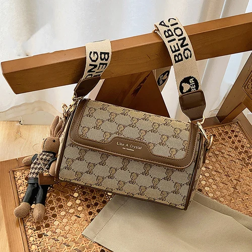 Patterned Canvas Shoulder Bag