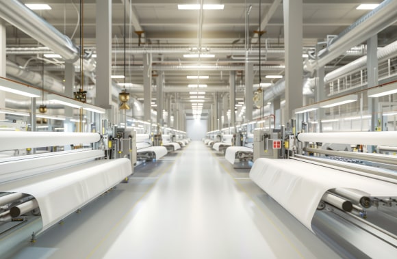 Bedsheet fabric weaving process on industrial looms