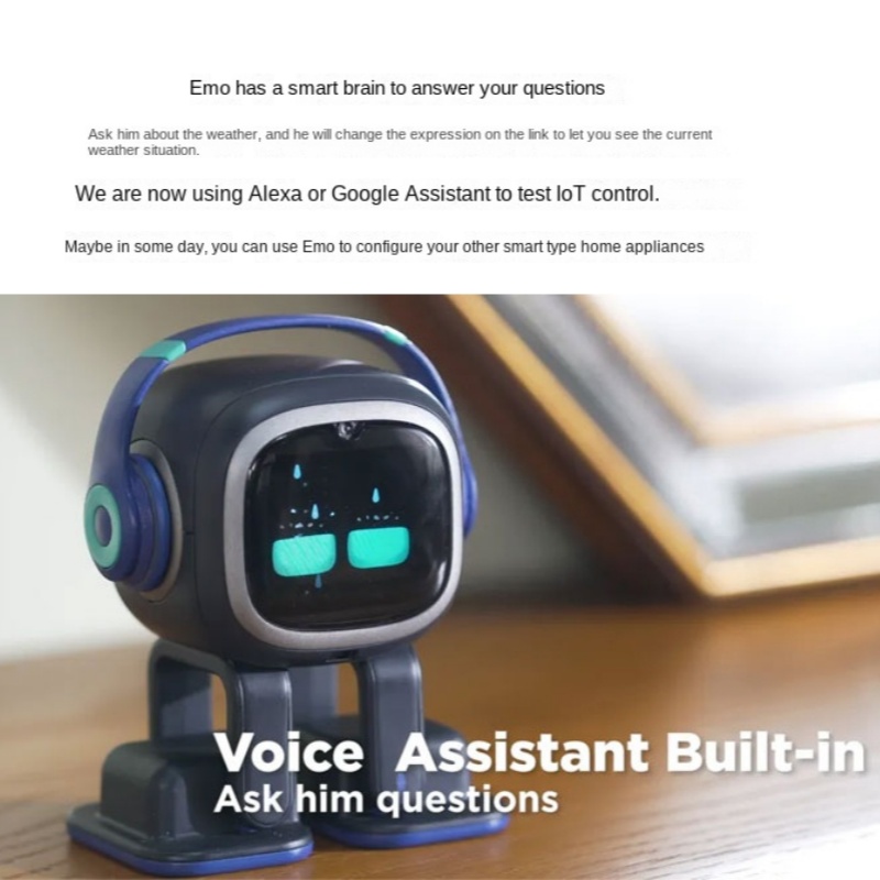 EMO desktop AI robot companion with expressive digital face and interactive features