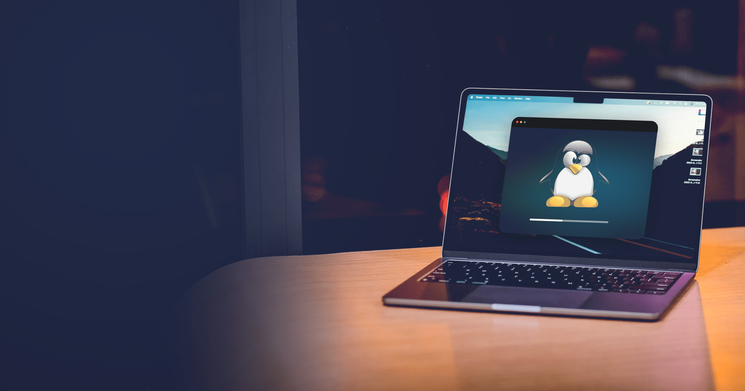 Абстрактное изображение виртуальной машины Linux на macOS