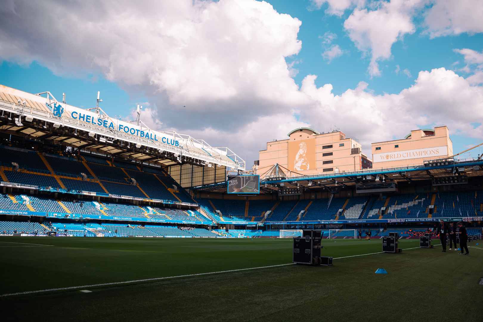 Stamford Bridge stadium interior before Chelsea vs Manchester United Premier League match