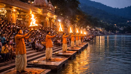 Ganga Aarti spiritual ceremony evening