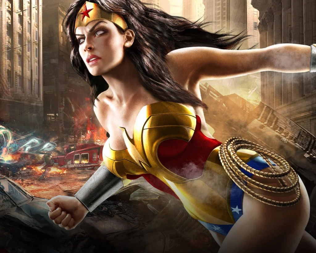 DC Universe Online Wonder Woman character in action combat