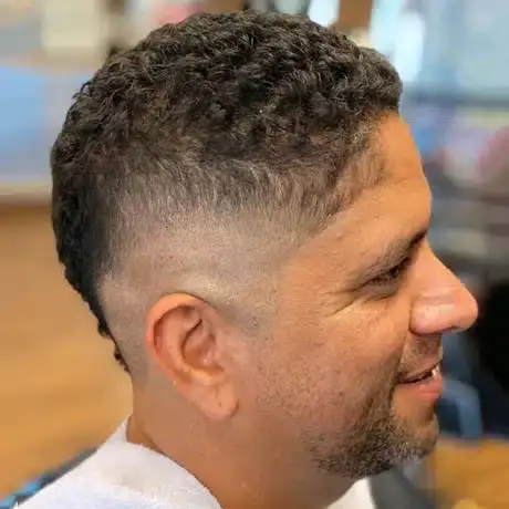 Curly texture fade haircut