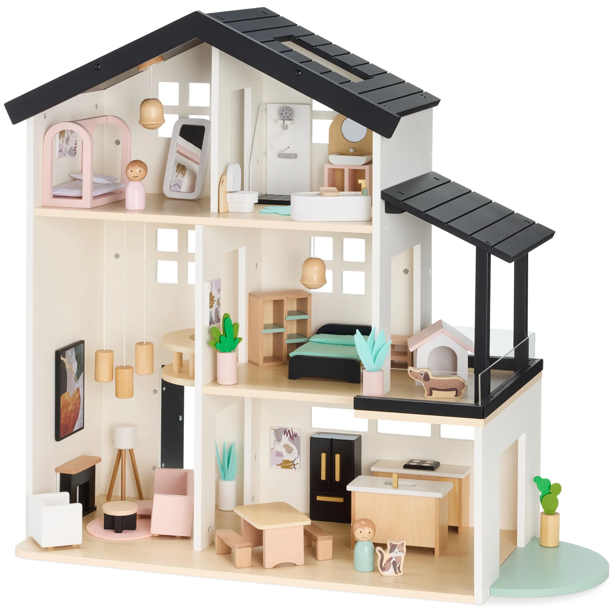 Best Choice Products Wooden Doll House with 40 Accessories