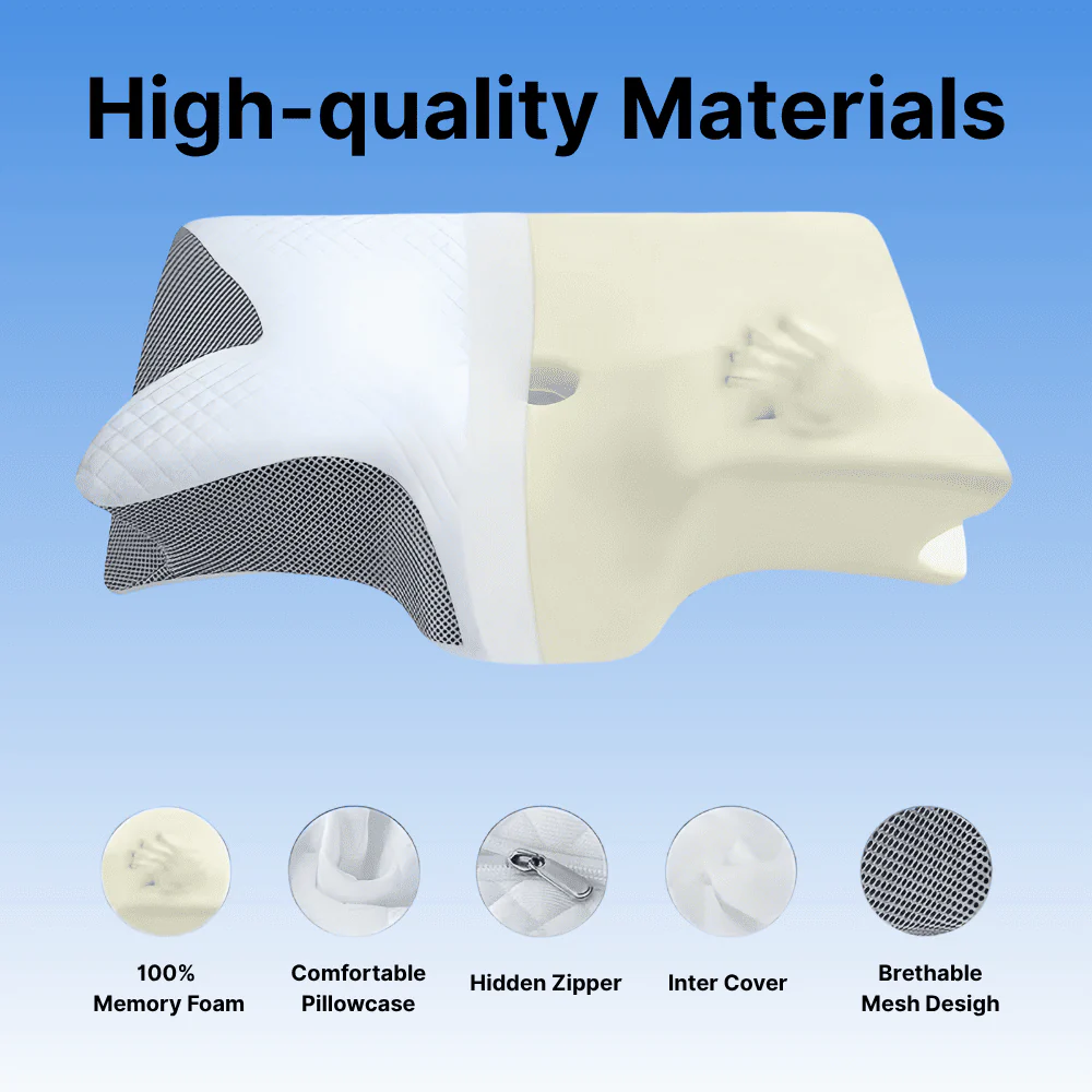 Premium memory foam pillow materials showing breathable cover and foam core