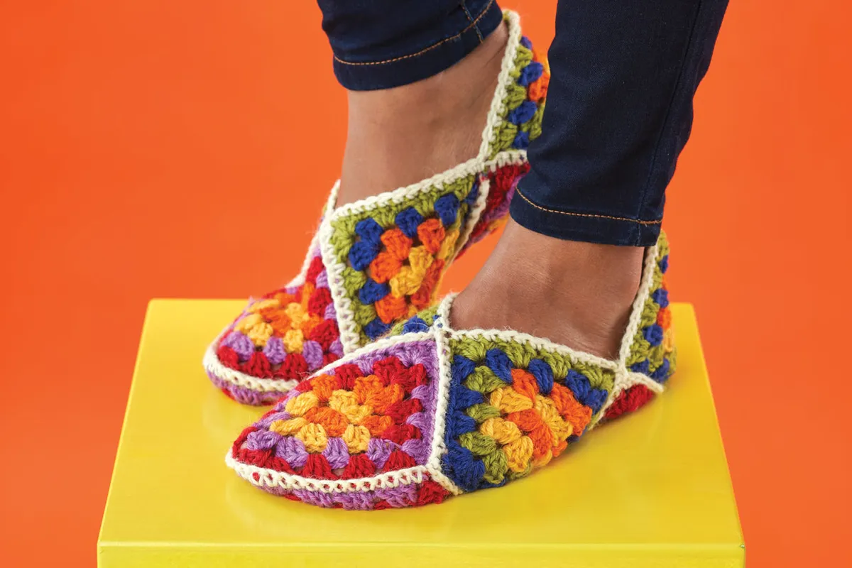 Free granny square slippers pattern