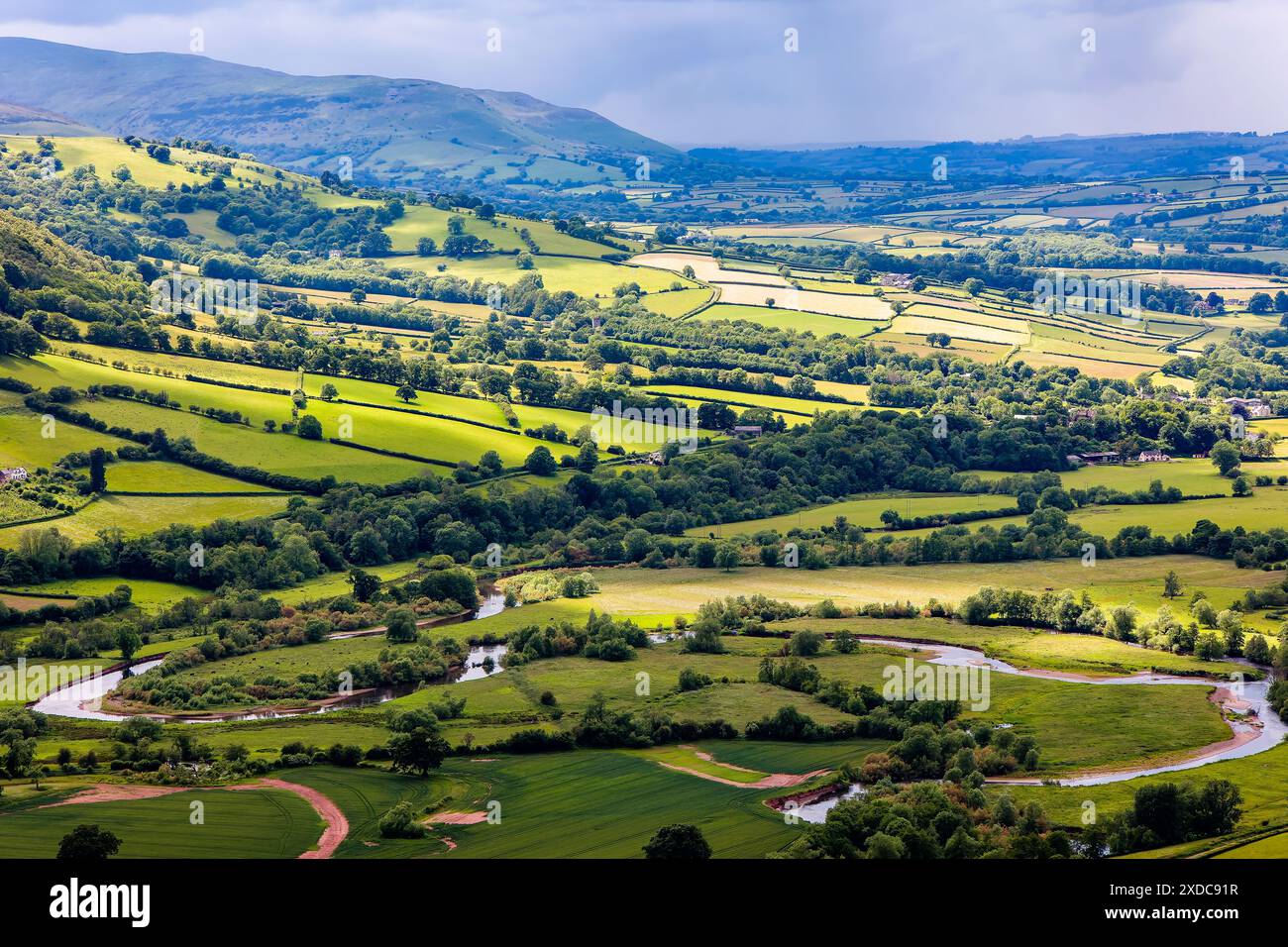 Farmland and rolling hills in Wales