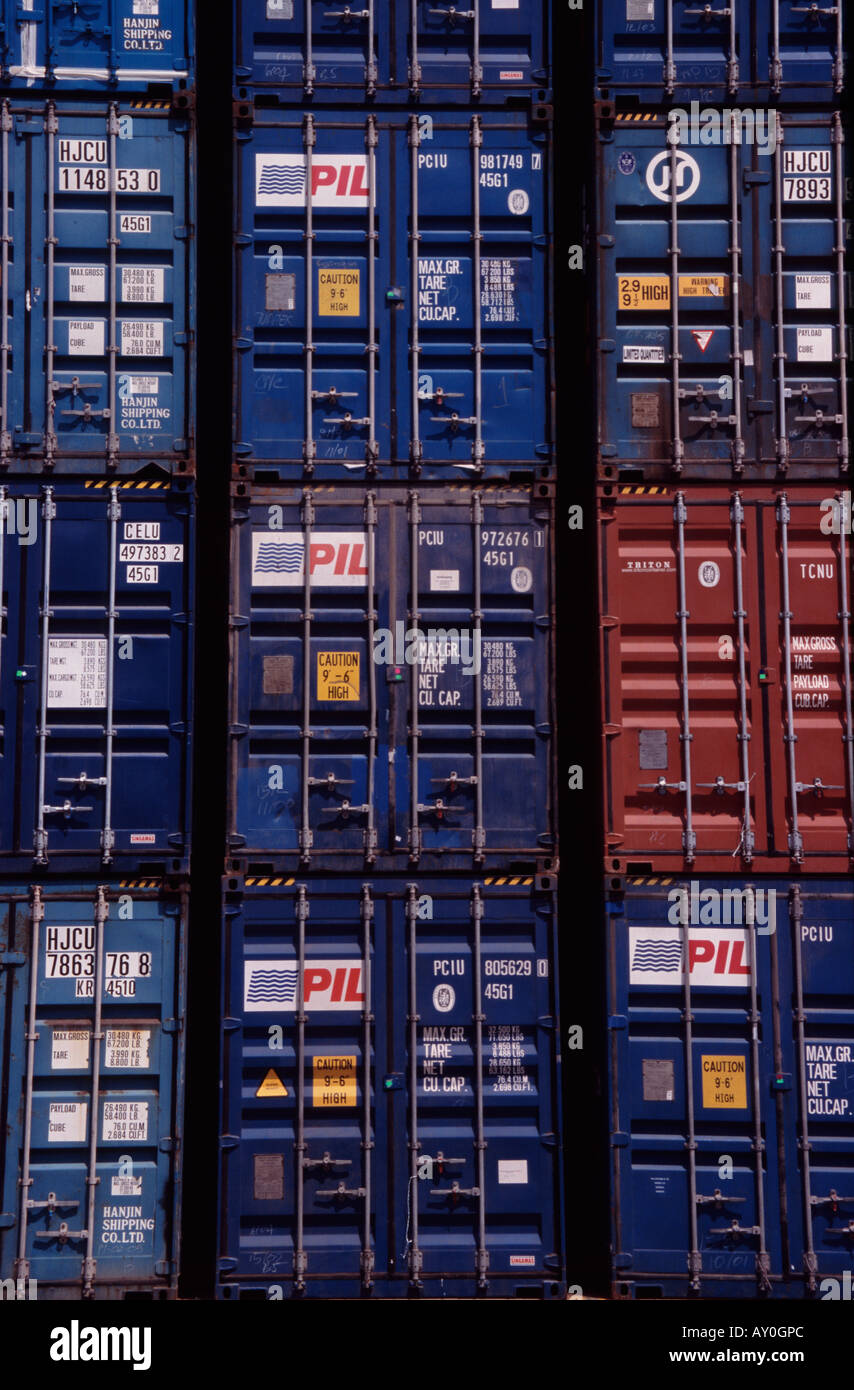 Stacked shipping containers