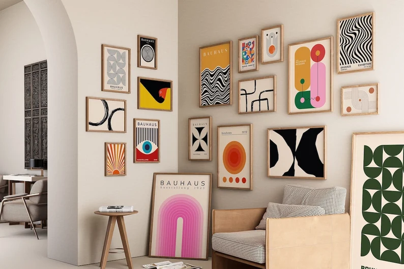30 Trending Digital Print Products 3 Abstract maximalist canvas wall art with bold geometric patterns