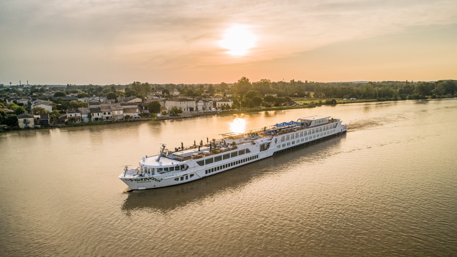 River cruise vessel at dusk