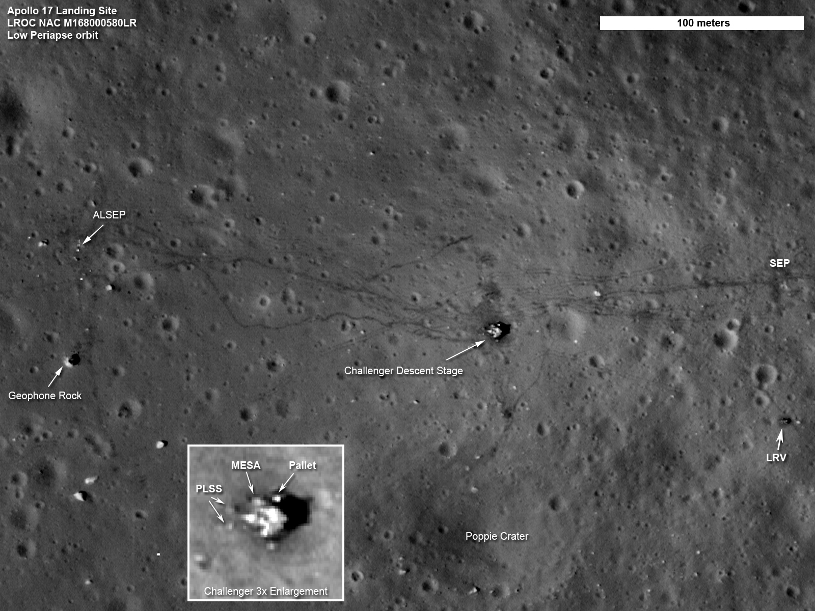 Módulo de descenso lunar de la NASA en la superficie de la Luna
