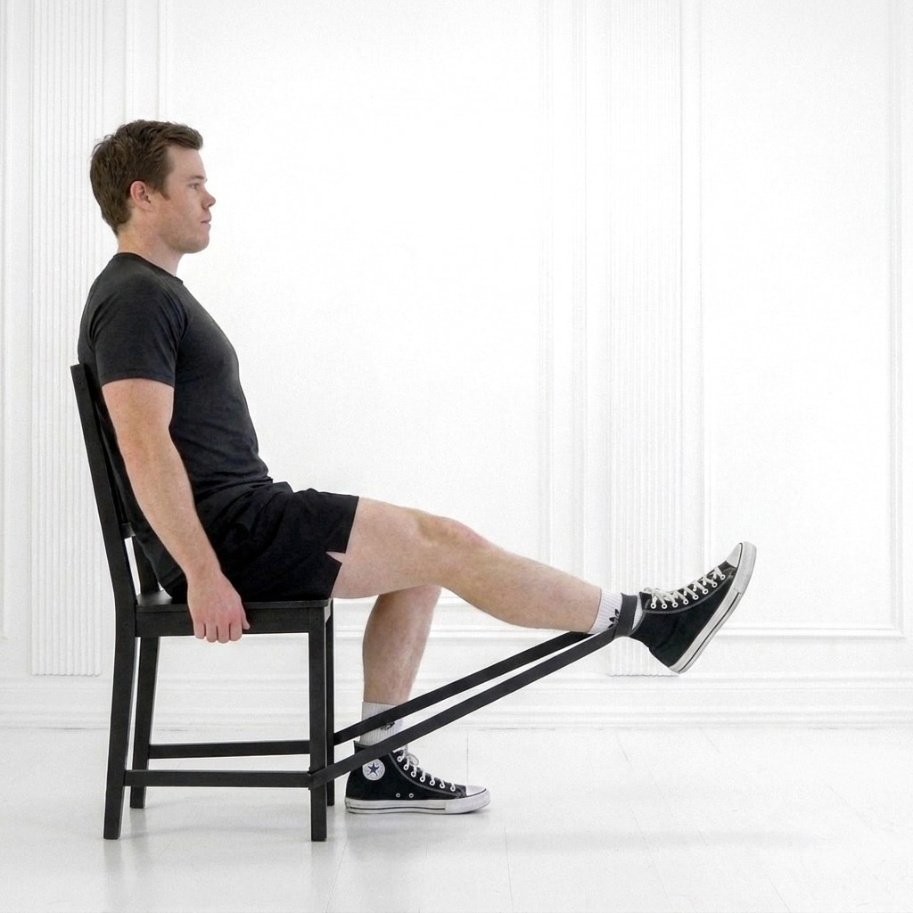 تمرين تمديد الركبة بالحزام المقاوم Resistance Band Knee Extension