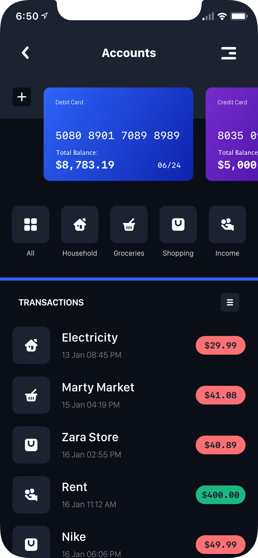 Voice message interface for financial transaction input