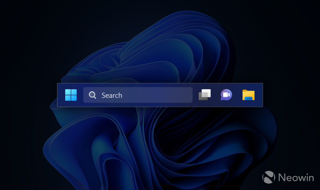 Windows 11 dark mode taskbar showing search box interface