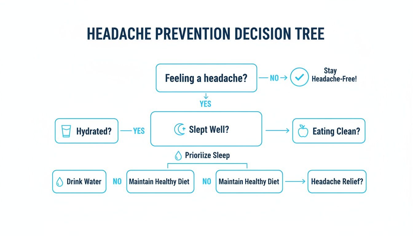 Headache prevention decision tree flowchart
