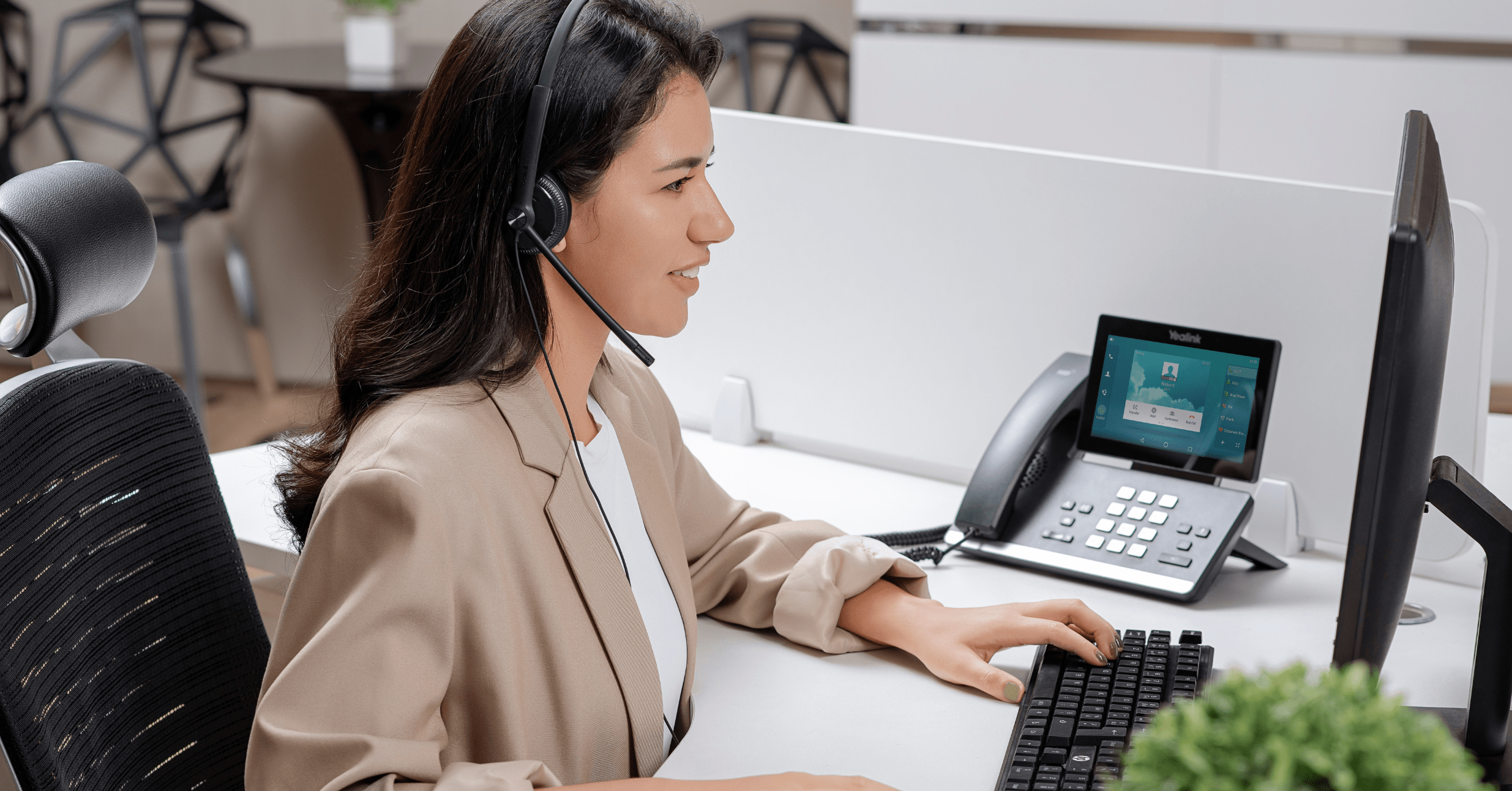 Modern office with cloud-based communication technology