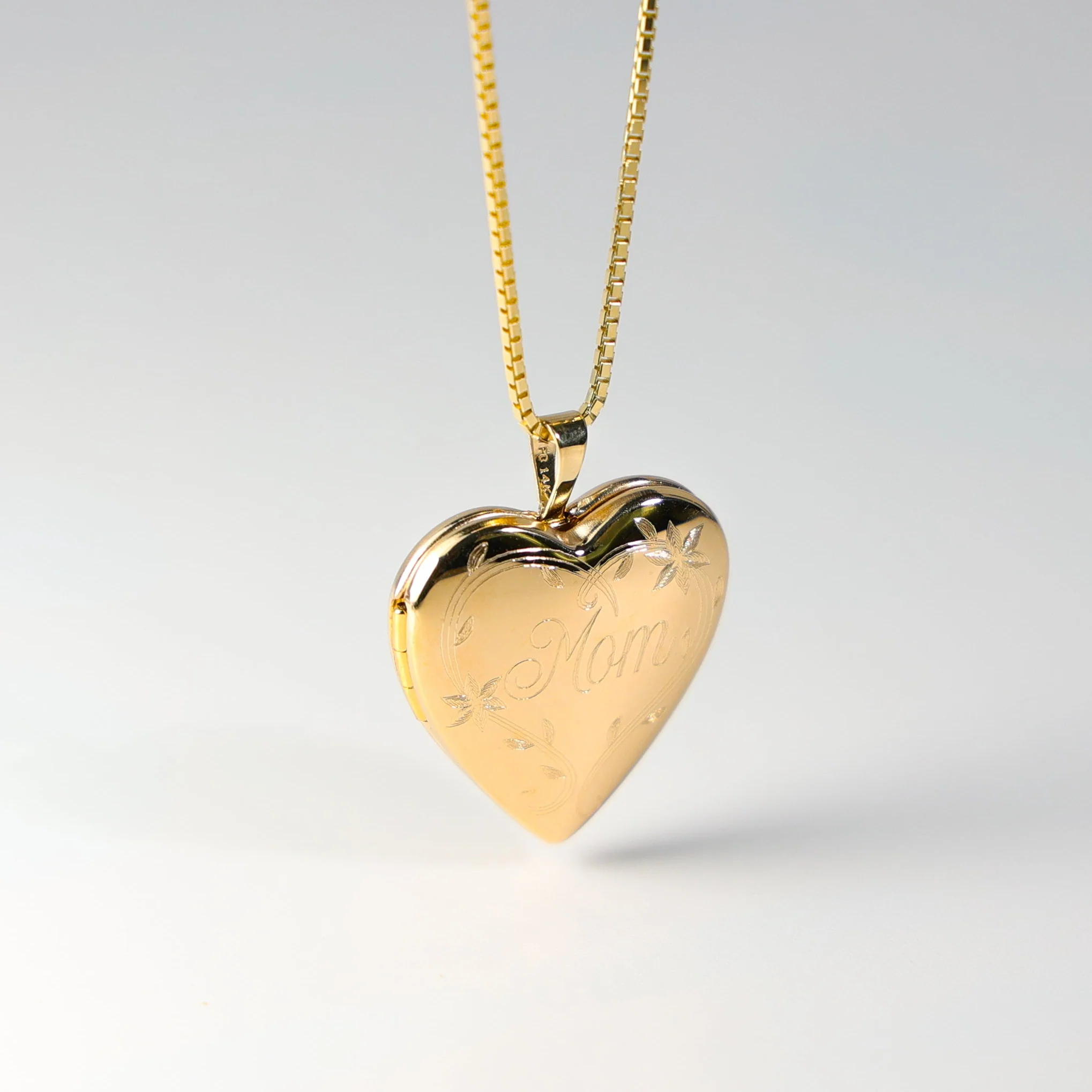 Micro Heart Locket Necklace Silver Gold