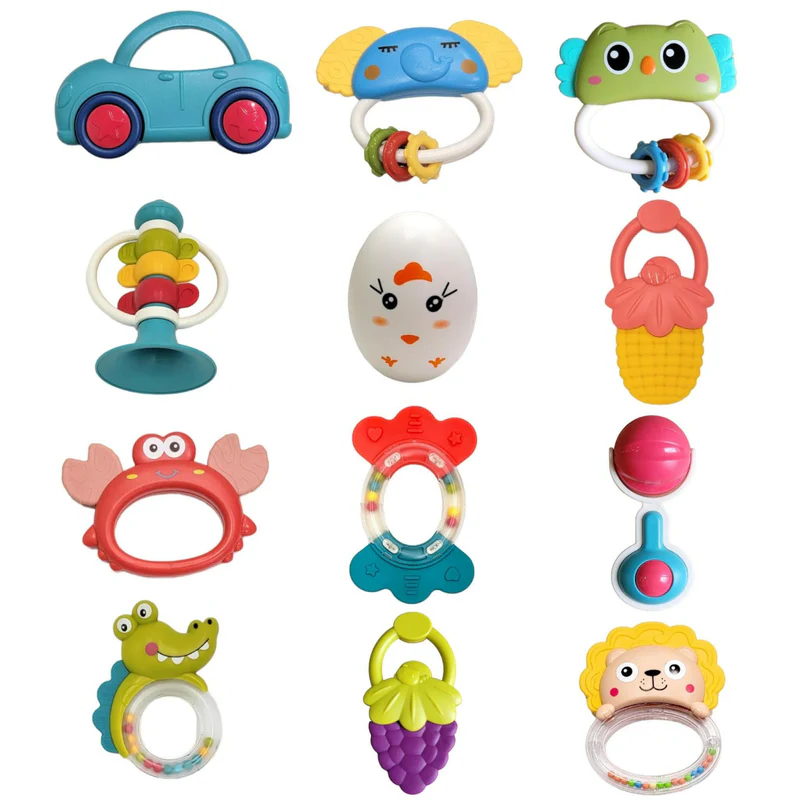 Baby Rattle Teething Handbell Toys 12 PCS Set