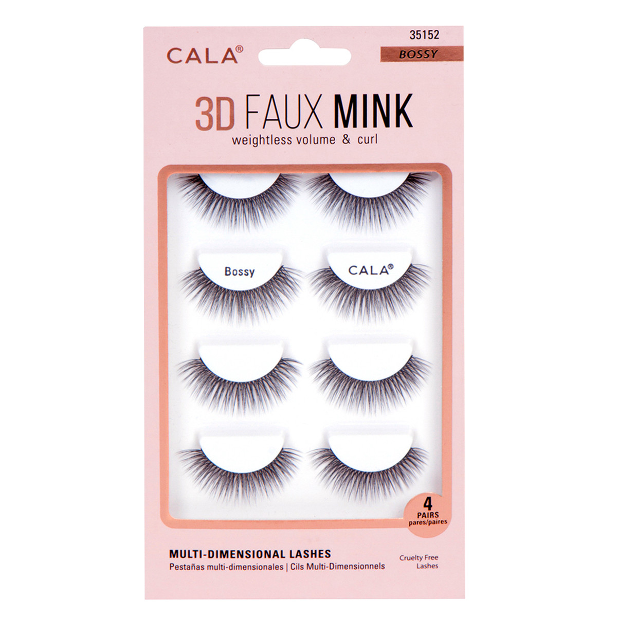 CALA 3D Faux Mink Bossy False Eyelashes 4 Pair Pack