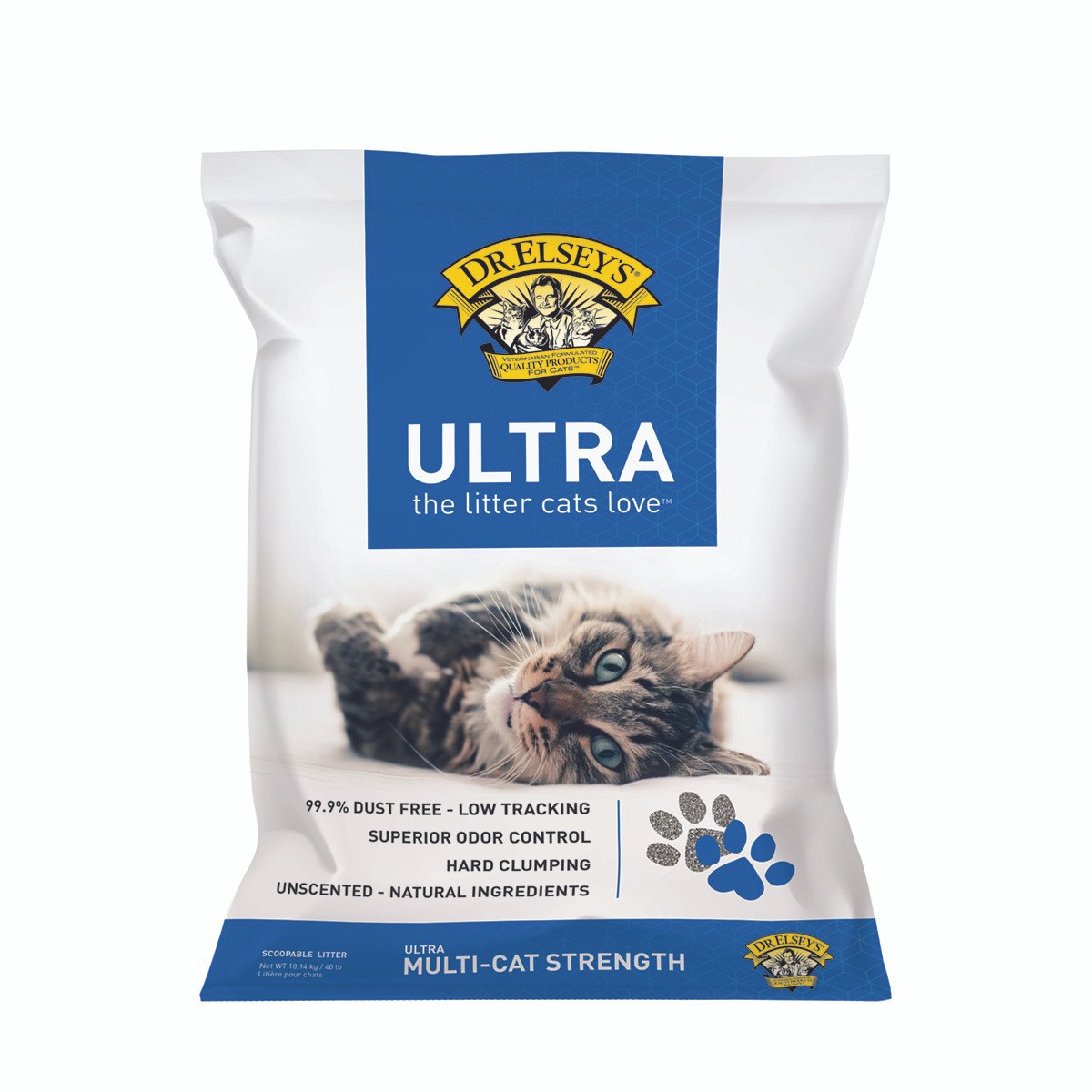 Dr. Elsey's Ultra UnScented Clumping Clay Cat Litter, 40-lb Bag
