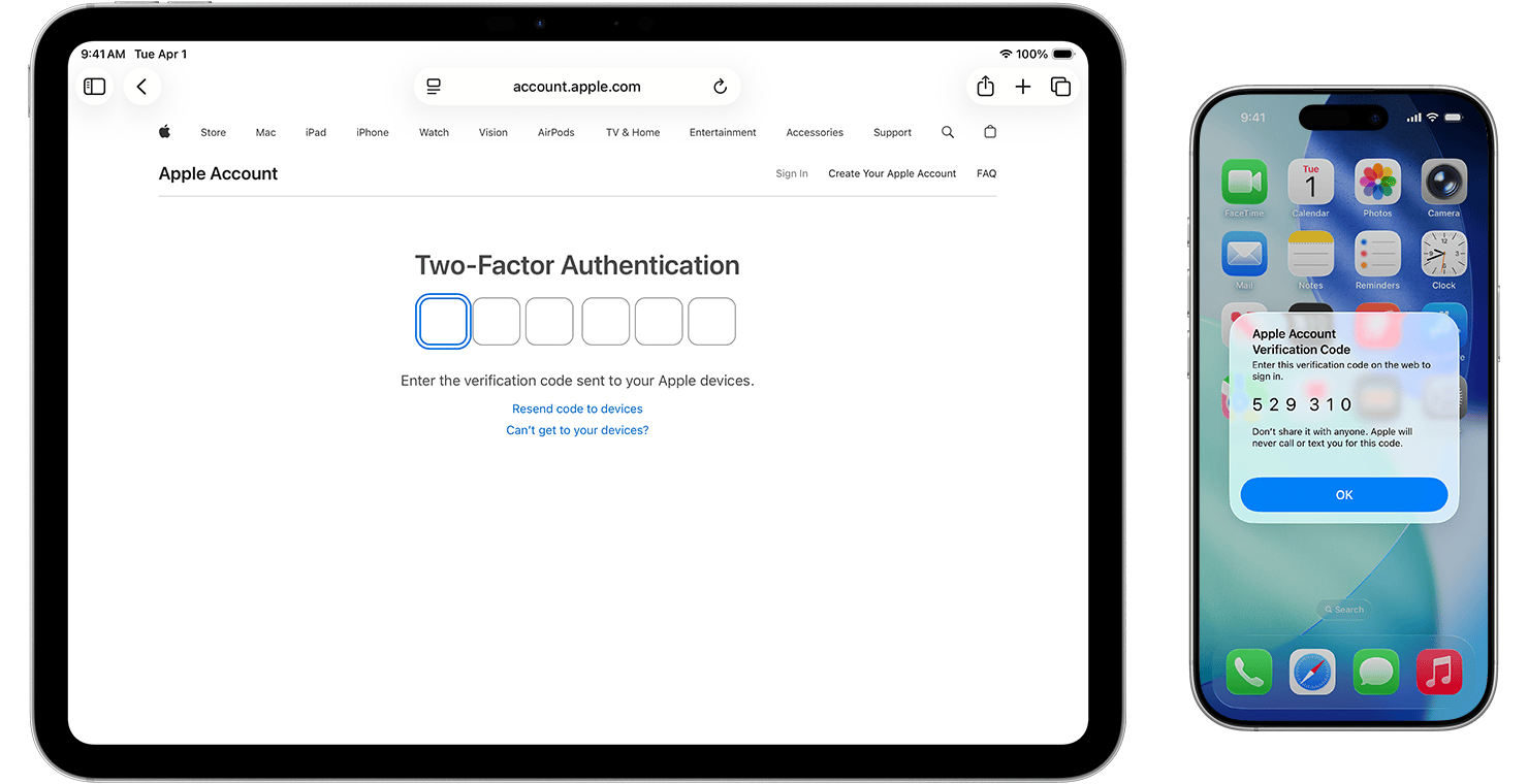Apple ID双重认证界面展示验证码与设备同步