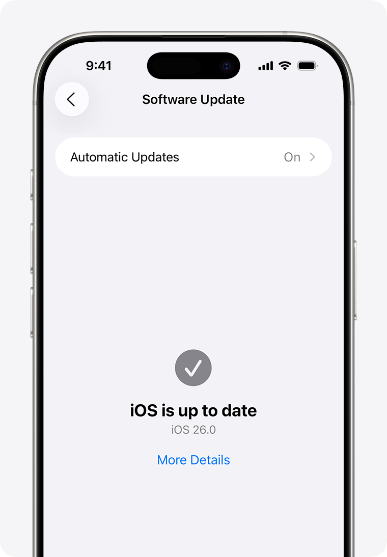 iPhone软件更新界面显示iOS 26已是最新版本