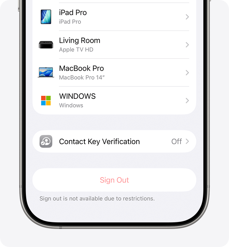 iPhone设备列表和退出登录