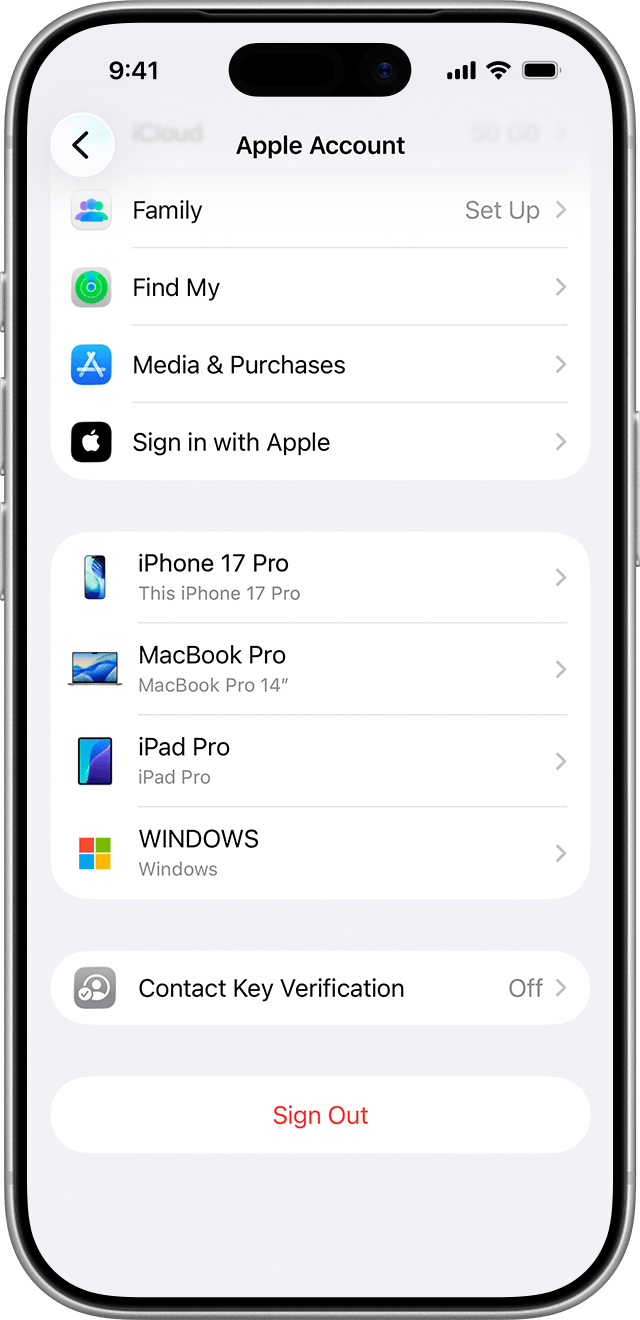 Apple账户多设备列表与管理界面