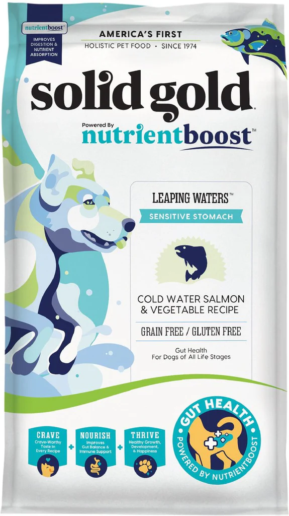 Solid Gold Leaping Waters Sensitive Stomach Cold Water Fish Dry Dog Food, 22-lb