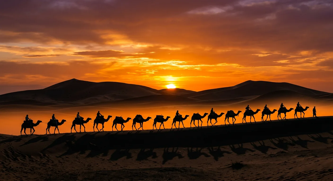 Désert du Sahara marocain en été avec dunes de sable et chaleur intense