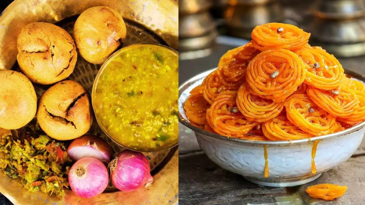 Jaipur street food Dal Baati and Jalebi local cuisine
