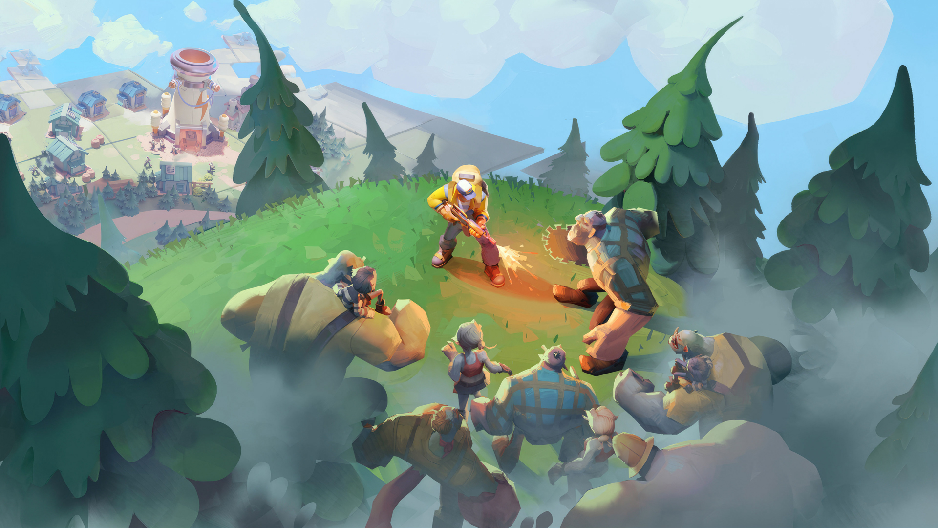 Tiles Survive gameplay showing survivors exploring and gathering resources