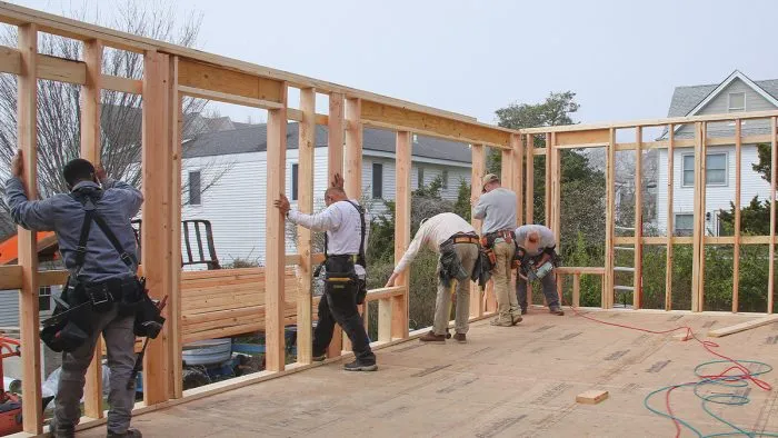 How long does house framing take Toronto - Construction crew framing residential walls on GTA jobsite