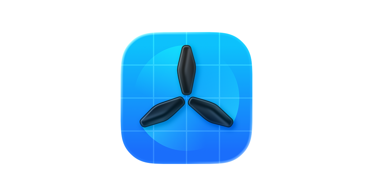 Apple Developer官方TestFlight应用图标,蓝色背景上的三叶螺旋桨标志