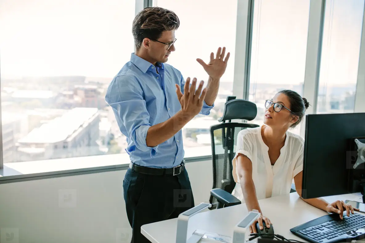 Business professionals collaborating in a modern US office