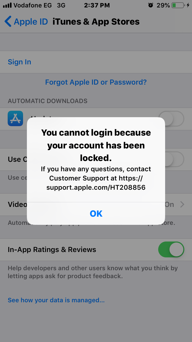 美区Apple ID登录错误账号被锁定提示