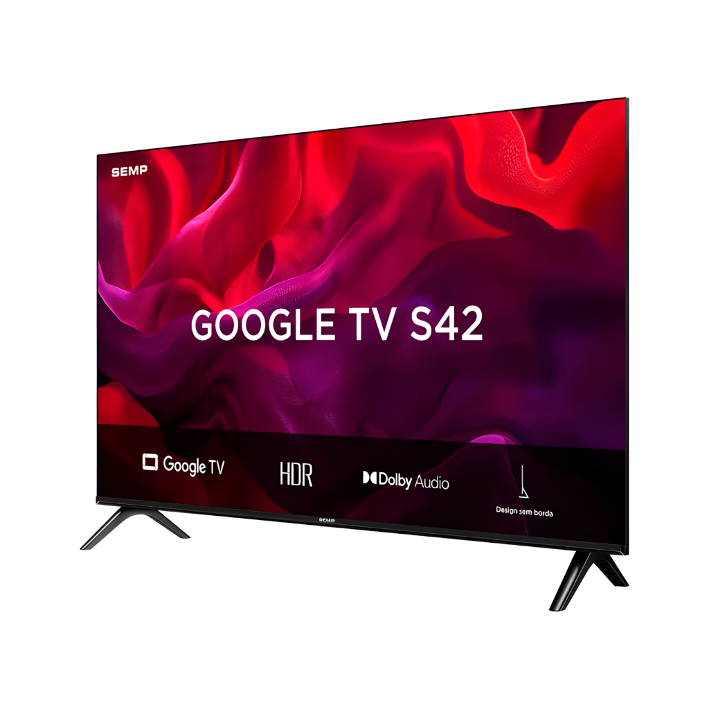 Smart TV SEMP 42 polegadas Google TV com interface moderna e design sem bordas