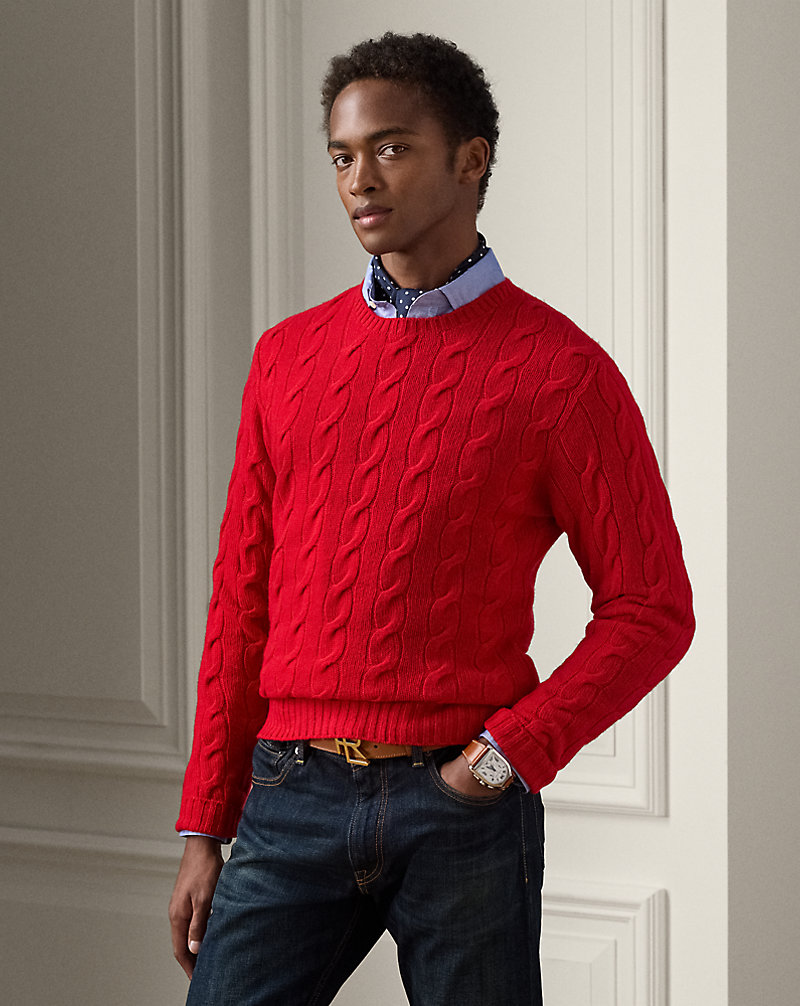Ralph Lauren Men's Cable Knit Cashmere Sweater