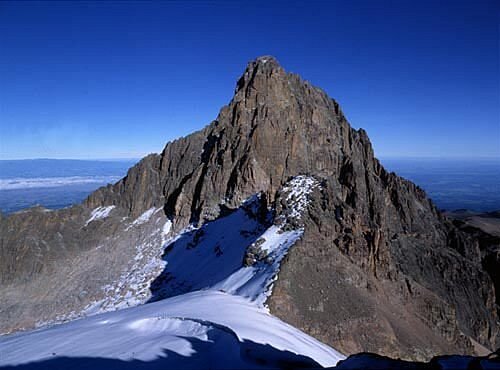Mount Kenya peak with snow