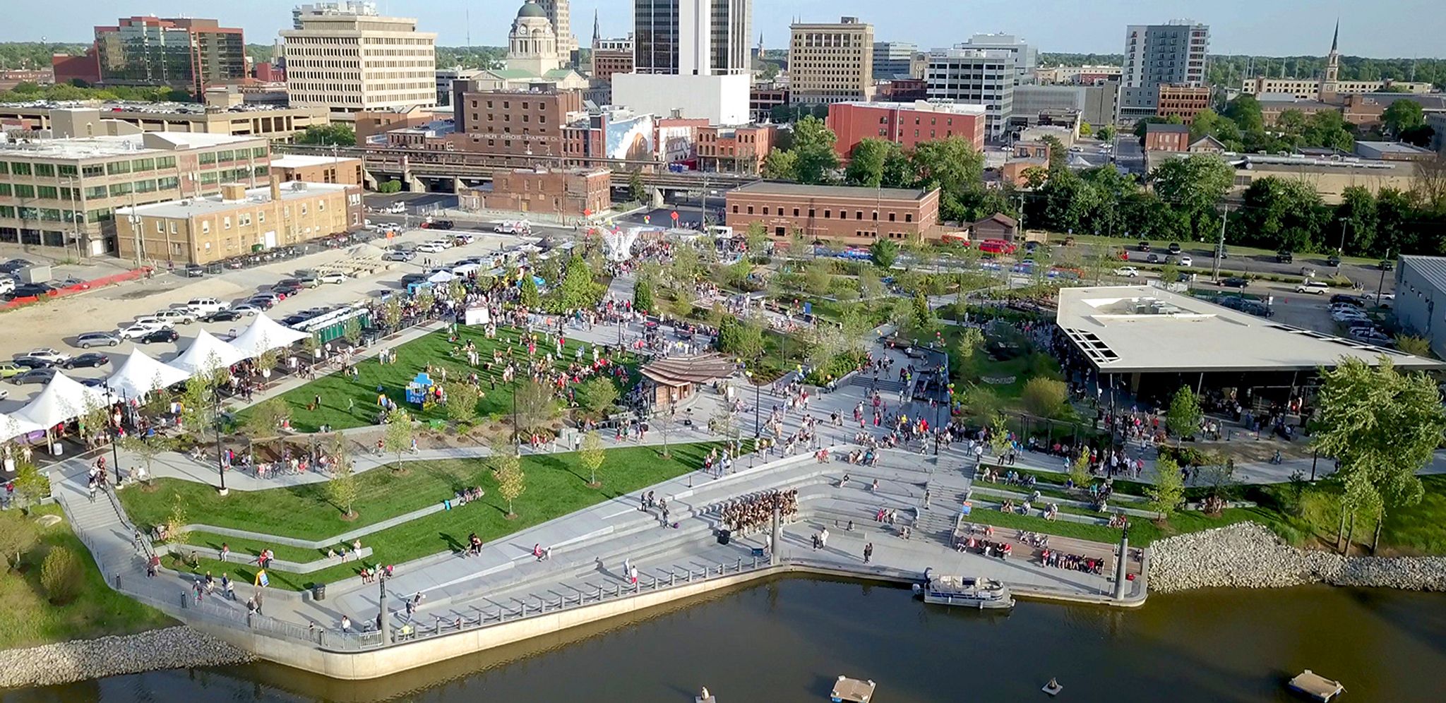 Urban riverfront development in Fort Wayne