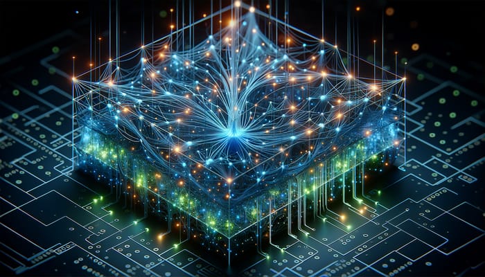 Abstract visualization of consciousness with neural network and data points
