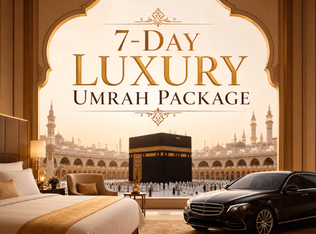 Gold luxury Umrah package with 5-star hotel and VIP transport