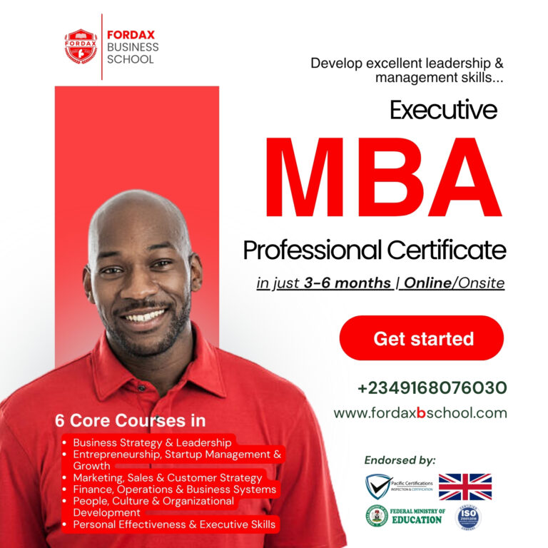 Fordax Business School's 6-Month Executive MBA Professional Certificate Program | Fordax Business School
