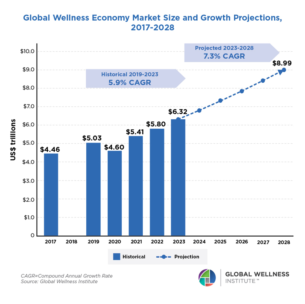 Economia global do wellness e fitness projeções 2024